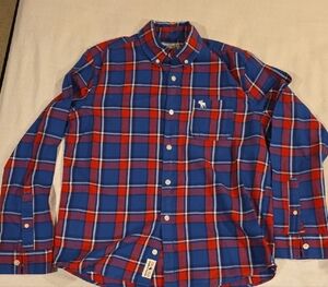 Abercrombie Kids Blue and Red Plaid Button-Down Shirt